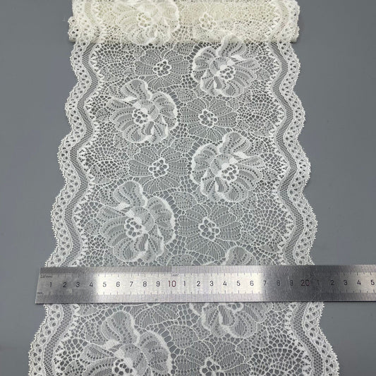 freedombeauty|21cm White Elastic Lace Trim Nylon Lace Accessories Handmade Wedding Dress Decoration Lace