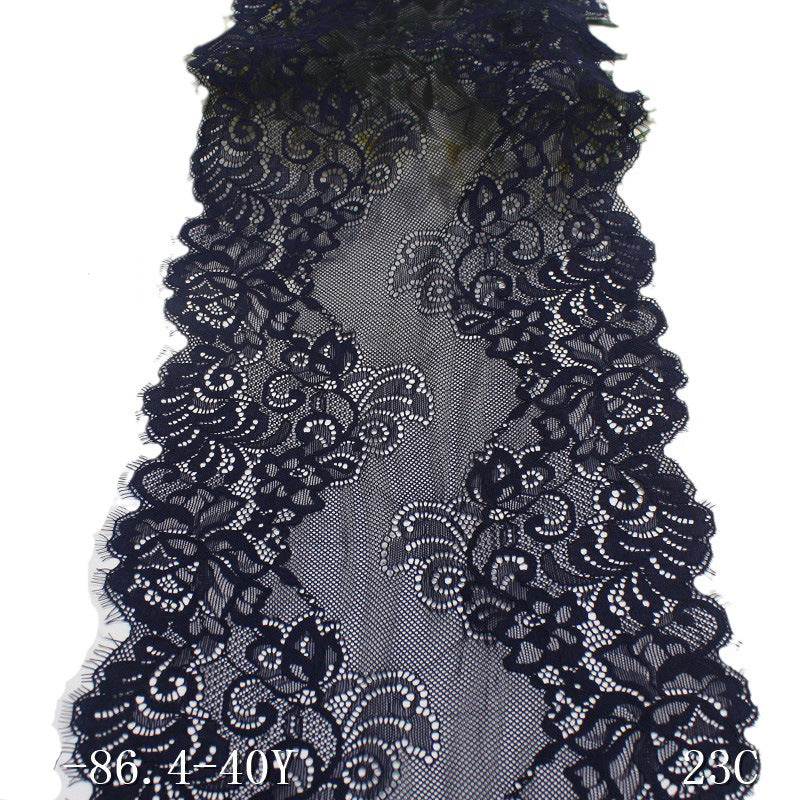 freedombeauty|Blue Soft Double-Sided Wavy Asymmetrical Elastic Eyelash Lace Trim for Lingerie and Curtain Lace Accessories