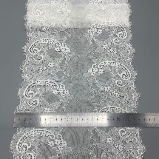 freedombeauty|24CM Elastic Eyelash French Elastic Lace Trim Nylon Lace Trim Lingerie Skirt Hem, Accessories Decoration Parts