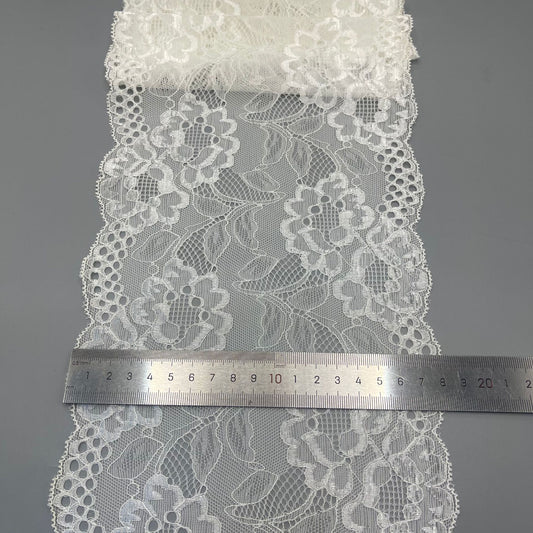 freedombeauty|18CM Hollow Lace Edge Nylon White Elastic Lace Trim Wedding Dress Accessories