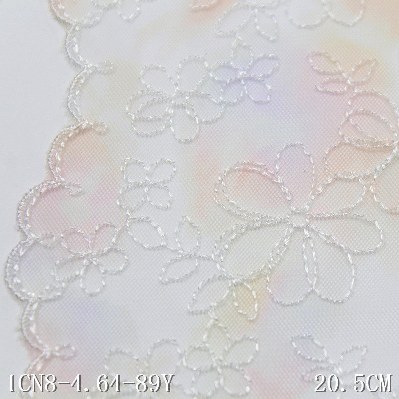 【1pack】-freedombeauty|Orange Floral Print Mesh Gentle Fresh Small Lace Embroidery Lightweight Lolita Skirt Edge Neckline Accessories DIY