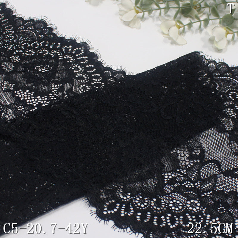 freedombeauty|Black and White Double Wave Romantic Hollow Flower Lightweight Elastic Eyelash Clothing Lingerie Lace Trim DIY