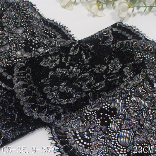 freedombeauty|Multicolor Gold and Silver Thread Shiny Ethnic Style Full Floral Elastic Eyelash Lace Sexy Lingerie Lace DIY