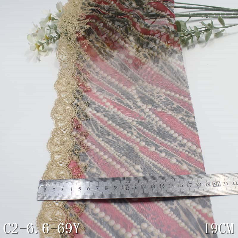 【1pack】-freedombeauty|Two-tone Printed Mesh Single-sided Water-soluble Pattern Embroidery Lace DIY Clothing Curtain Lace Trim Accessories