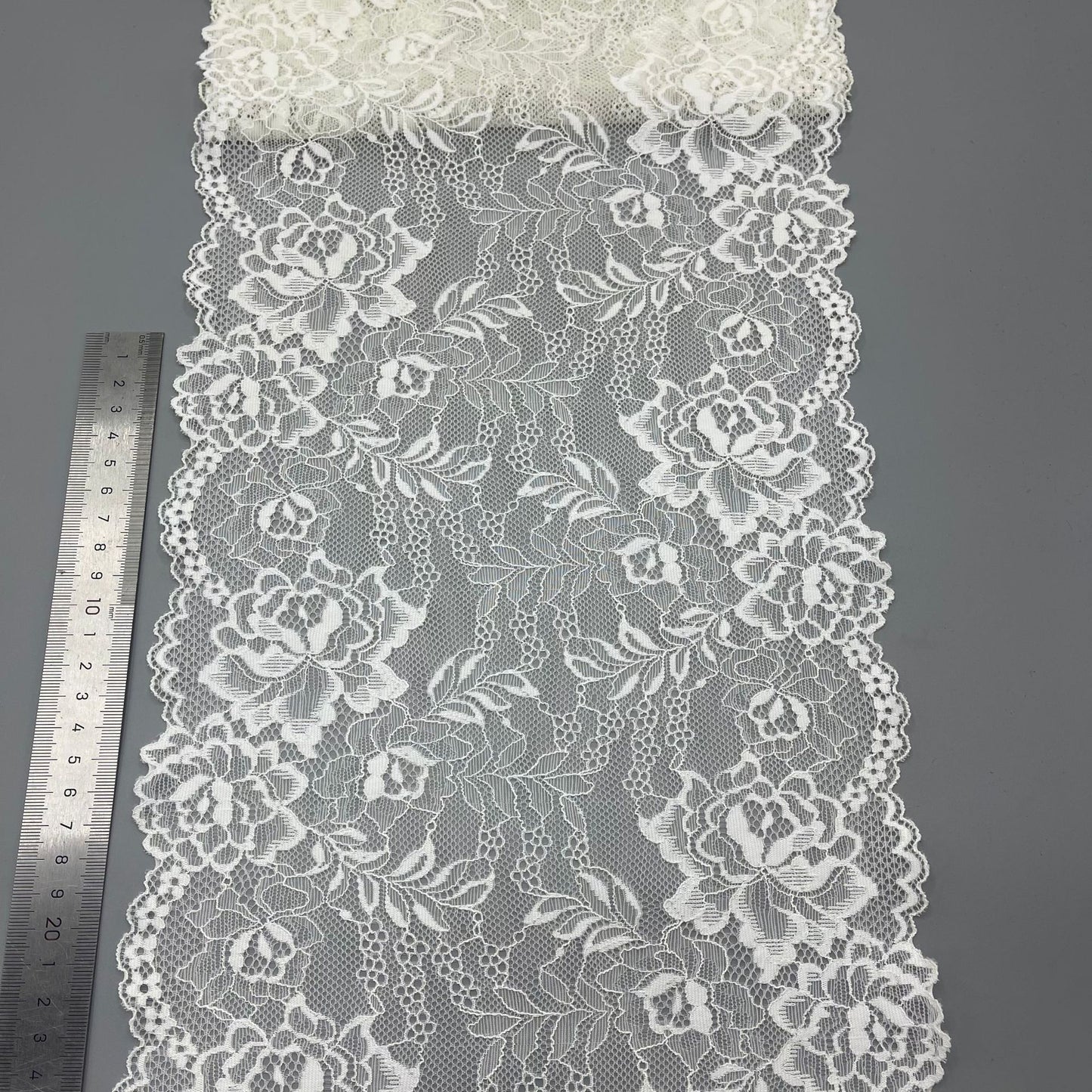 freedombeauty|24cm Elastic White Hollow Lace Trim Nylon Wedding Dress Accessories Decorative Lace Custom Design