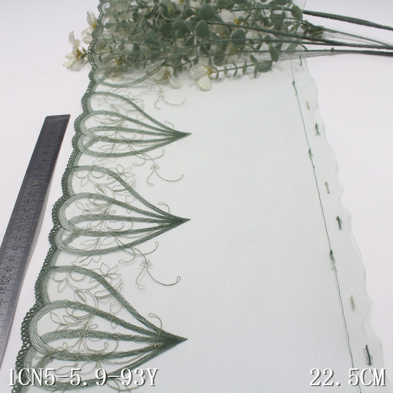 【1pack】-Freedombeauty | Unilateral Vintage Gold Thread Floral Mesh Embroidery Lace 22cm Clothing Home Textile Lace Accessories DIY