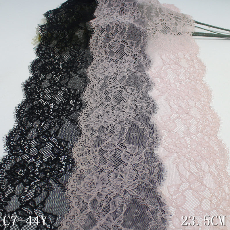 freedombeauty|Two-tone Double Wave Asymmetric Retro Flower Elastic Eyelash 23cm Clothing Lingerie Lace Trim Accessories