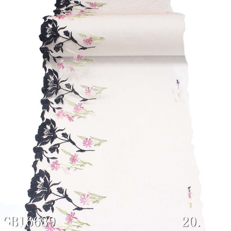 【1pack】-freedombeauty|Premium Pink Mesh Fresh Polyester Flower Embroidery Lace Trim for Lingerie Performance Costume Lace Accessories