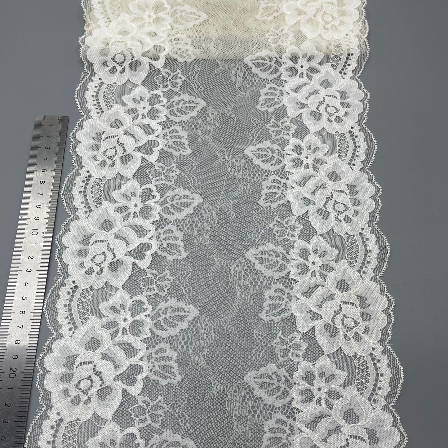 freedombeauty|24CM Wedding Dress Lace Trim White Elastic Nylon Lace DIY Handmade Decoration E-commerce Supply