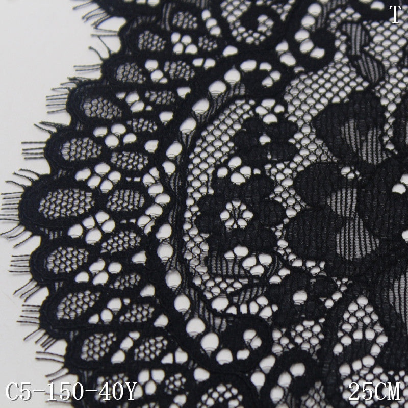 freedombeauty|Black Elastic Eyelash French Full Pattern Lace Trim Soft Sexy Lingerie DIY
