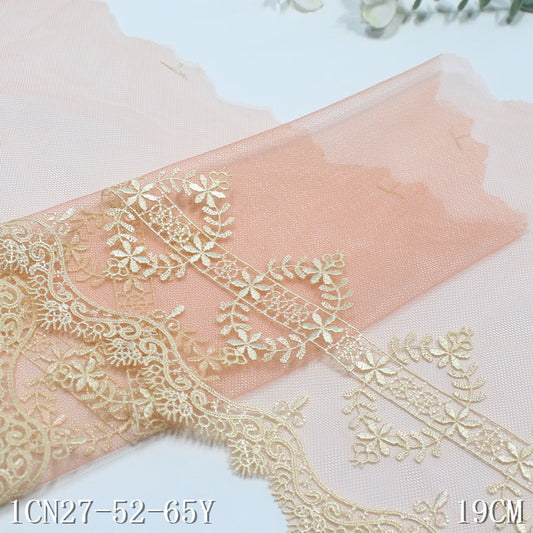 【1pack】-Freedombeauty | Unilateral French Exquisite Garland Mesh Embroidery Lace 19cm Curtain Sofa Cushion Lace Accessories