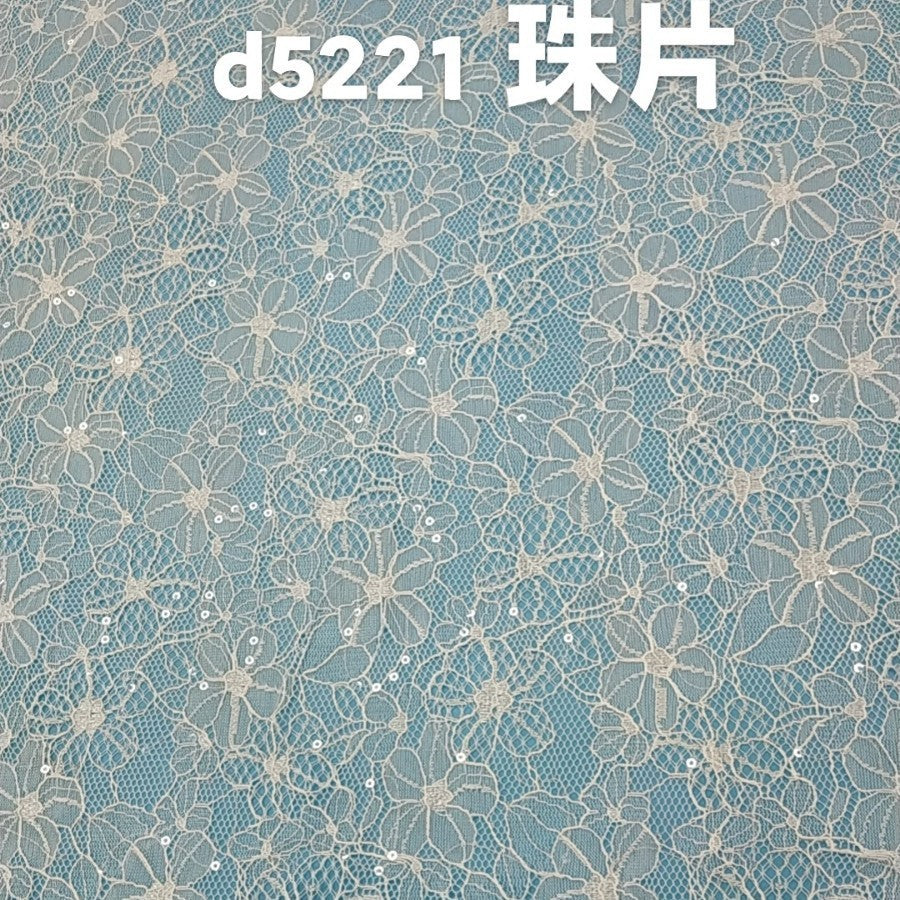 freedombeauty|Sequin New Full Polyester Non-Elastic Embroidered Plum Blossom Lace Fabric Sequin Trim Mesh European and American Dress Skirt Fabric