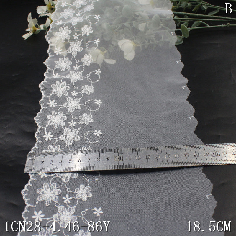 【1pack】-freedombeauty|Plain White Mesh Single-Sided Fresh Flower Embroidery Ins Style Dress Edge Collar Lightweight Garment Accessories