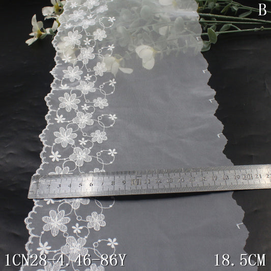 【1pack】-freedombeauty|Plain White Mesh Single-Sided Fresh Flower Embroidery Ins Style Dress Edge Collar Lightweight Garment Accessories