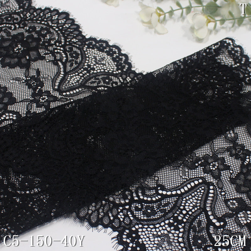 freedombeauty|Black Elastic Eyelash French Full Pattern Lace Trim Soft Sexy Lingerie DIY