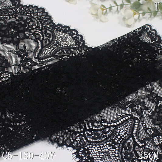 freedombeauty|Black Elastic Eyelash French Full Pattern Lace Trim Soft Sexy Lingerie DIY