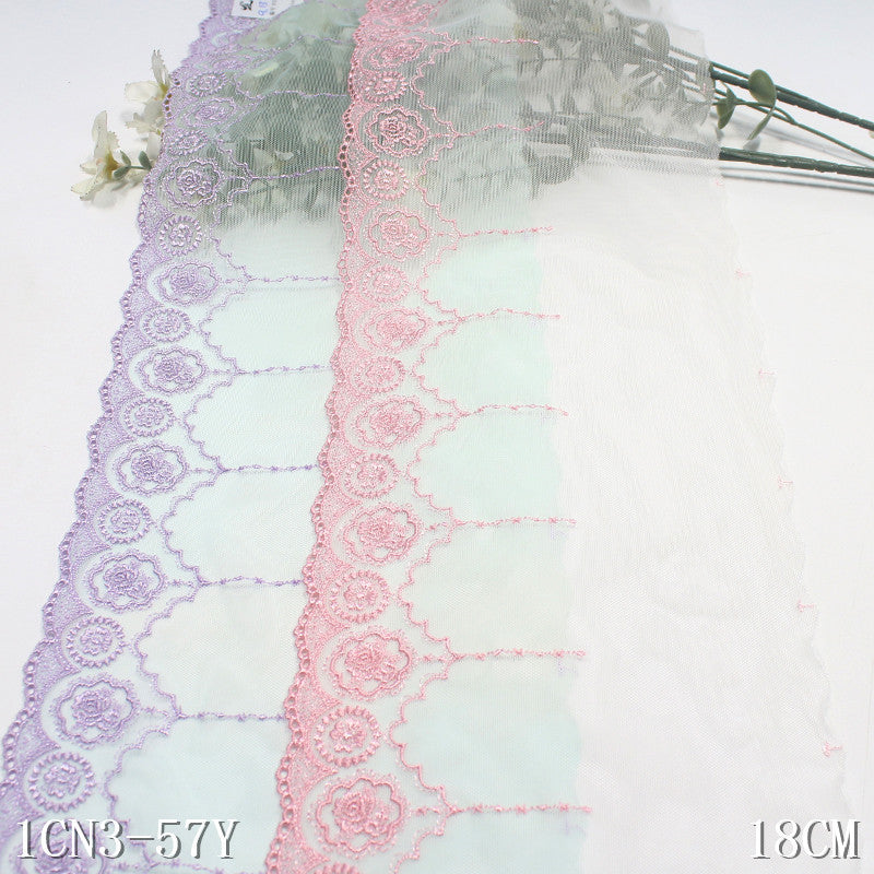 【1pack】-Freedombeauty | Two-Tone Unilateral French Retro Rose Mesh Embroidered Lace Curtain Sofa Cushion Lace Accessories