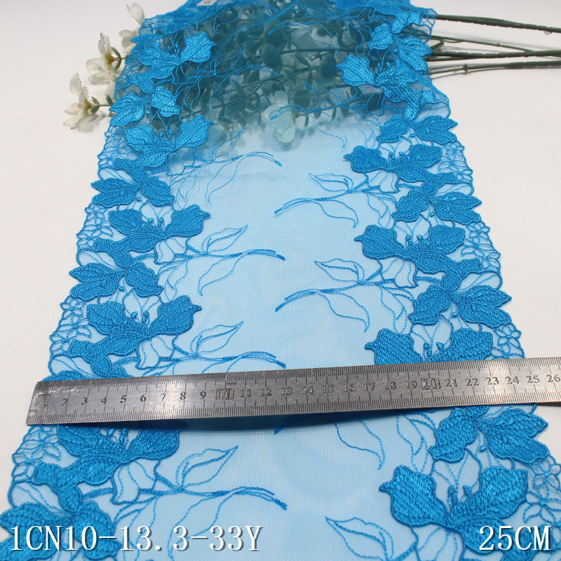 【1pack】-freedombeauty|Coast Blue Double-Sided Vintage Flower Embroidery Lace 25cm Curtain Sofa Cushion Lace Trim DIY