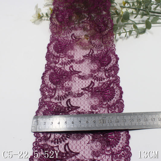 【1pack】-freedombeauty|Purple Lace Mesh Double-Sided Drum Pattern New Classical Embroidery Trim Textured Clothing Curtain Accessories