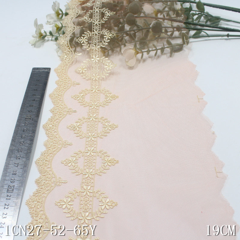 【1pack】-Freedombeauty | Unilateral French Exquisite Garland Mesh Embroidery Lace 19cm Curtain Sofa Cushion Lace Accessories