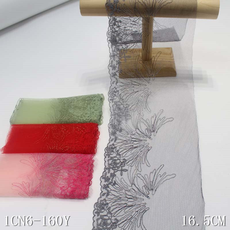 【1pack】-freedombeauty|Multicolor Mesh Ancient Style Single Edge Gold Thread Small Flower Embroidery Trim Curtain Sofa Cushion Lace Trim Accessories