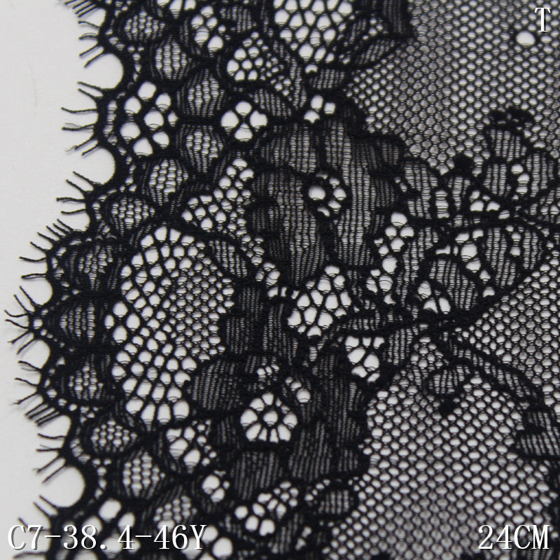 freedombeauty|Two-tone Double Wave Scattered Vintage Flower Lightweight Elastic Eyelash Garment Home Textile Lace Trim DIY