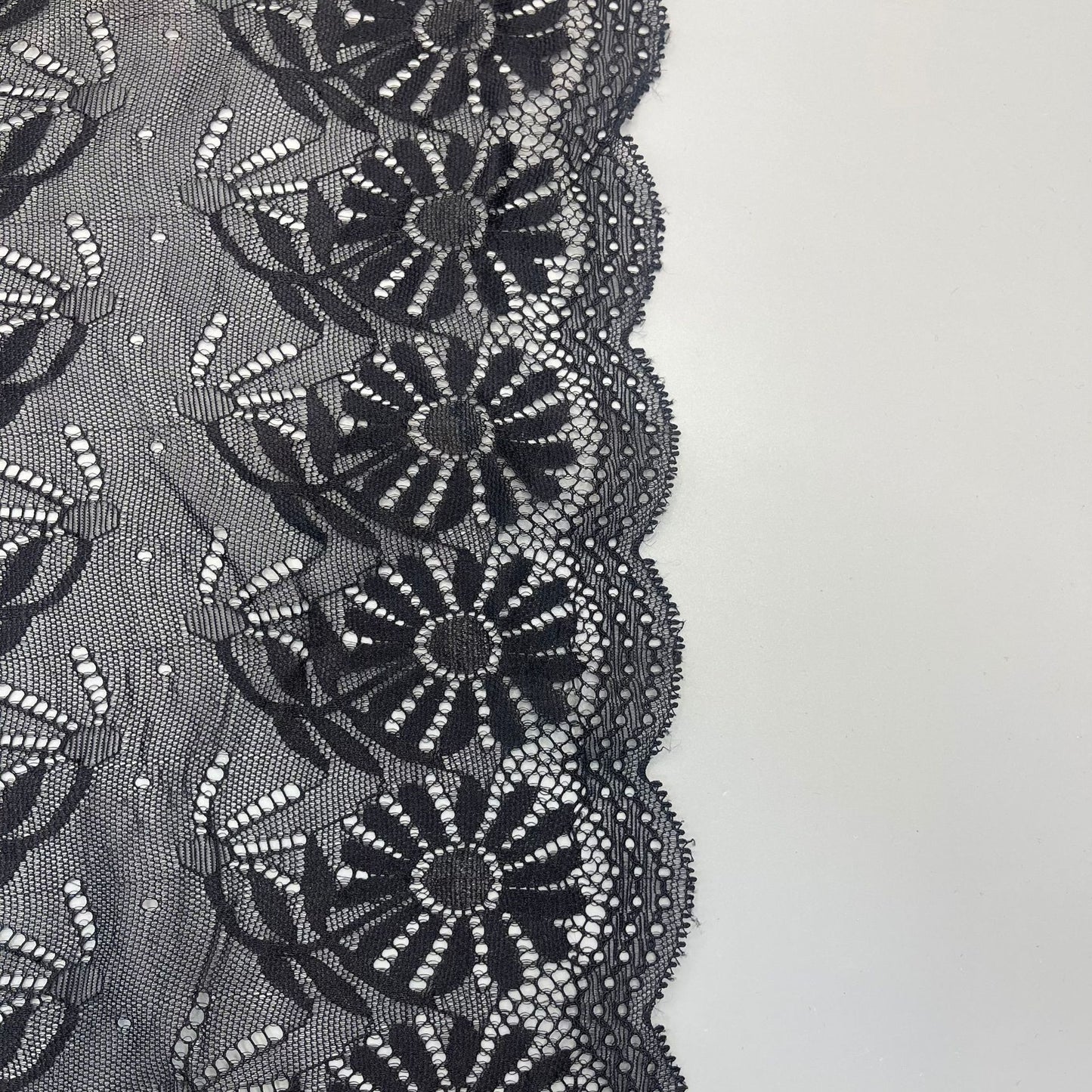 freedombeauty|23CM Black Lace Trim Fashionable High-Quality Large Lace Elastic Trim Clothing Home Accessories