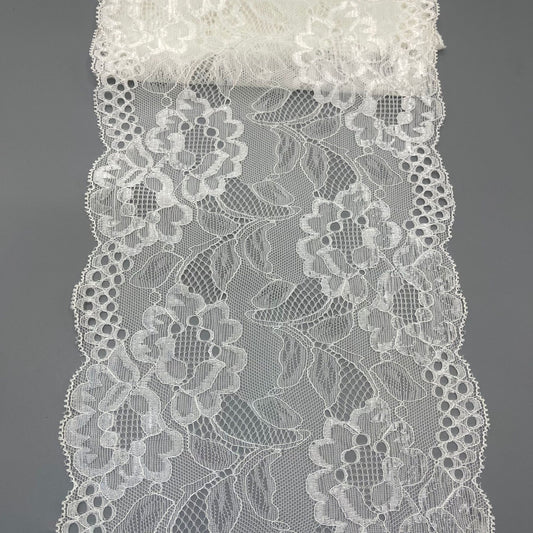 freedombeauty|18CM Hollow Lace Edge Nylon White Elastic Lace Trim Wedding Dress Accessories