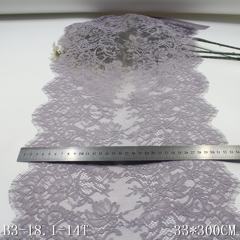 freedombeauty|Gray Purple Double-Sided Vintage Flower Non-Elastic Eyelash 33cm Curtain Sofa Cushion Lace Trim DIY