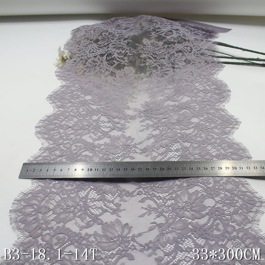 freedombeauty|Gray Purple Double-Sided Vintage Flower Non-Elastic Eyelash 33cm Curtain Sofa Cushion Lace Trim DIY