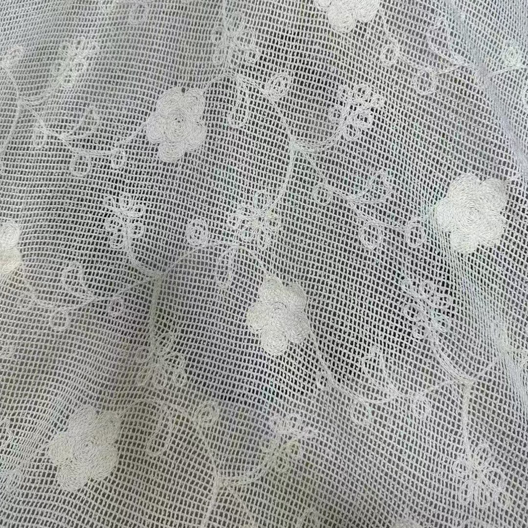 freedombeauty|Full Rope Embroidery Craft Sequin Flower Non-Stretch Chenille Lace Fabric for Women's Cheongsam Wedding Dress Loungewear Fabric