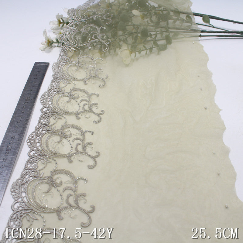 【1pack】-freedombeauty|Multicolor Silver Thread Ancient Style Water-Soluble Pattern Embroidery Lace Trim 17cm Clothing Home Textile Lace Trim DIY