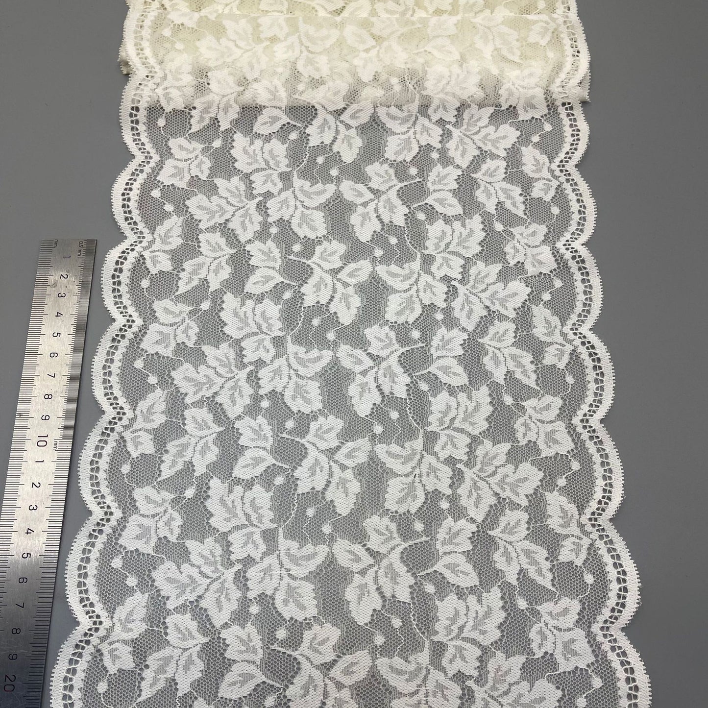 freedombeauty|24CM White Elastic Lace Trim Handmade Hollow Lace Wedding Dress Decoration Material