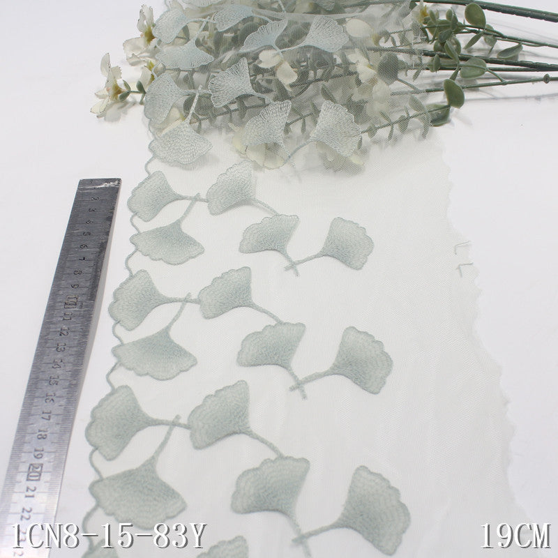 【1pack】-freedombeauty|Multicolor Single-Sided Half-Width Ancient Style Ginkgo Leaf Lightweight Mesh Embroidery Traditional Hanfu Lace Trim Accessories