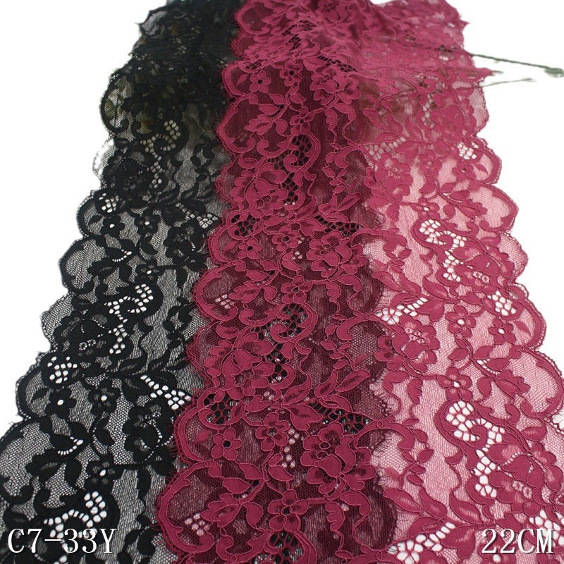 freedombeauty|Two-tone Double-sided Wavy Ancient Style Elastic Eyelash Lace Trim Ancient Hanfu Curtain 22cm Lace Trim Accessories