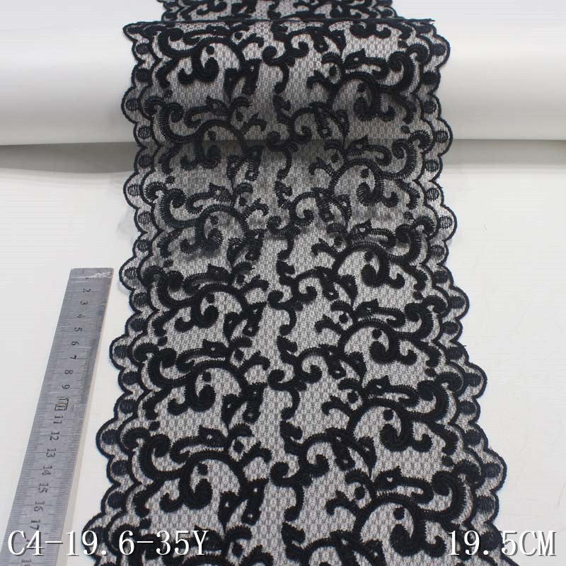 freedombeauty|Black Lace Mesh Full Edge Pattern Embroidery Trim Curtain Accessories for Mom's Dress