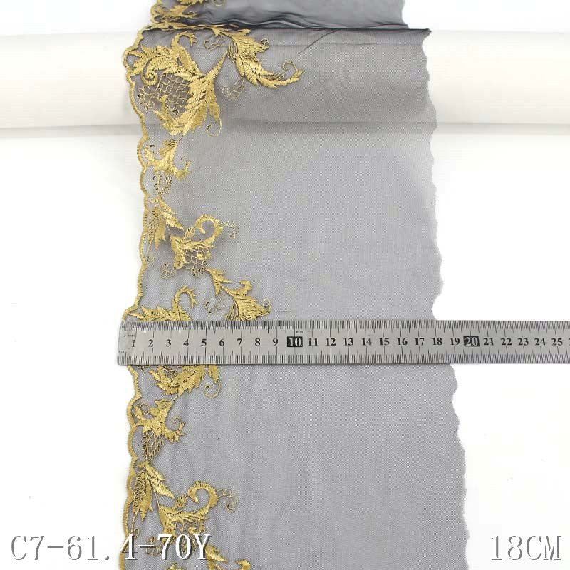 【1pack】-freedombeauty|In Stock Single Side Gold Floral Case 3D Embroidery Black Mesh Transparent Cheongsam Clothing Accessories Embroidery Lace