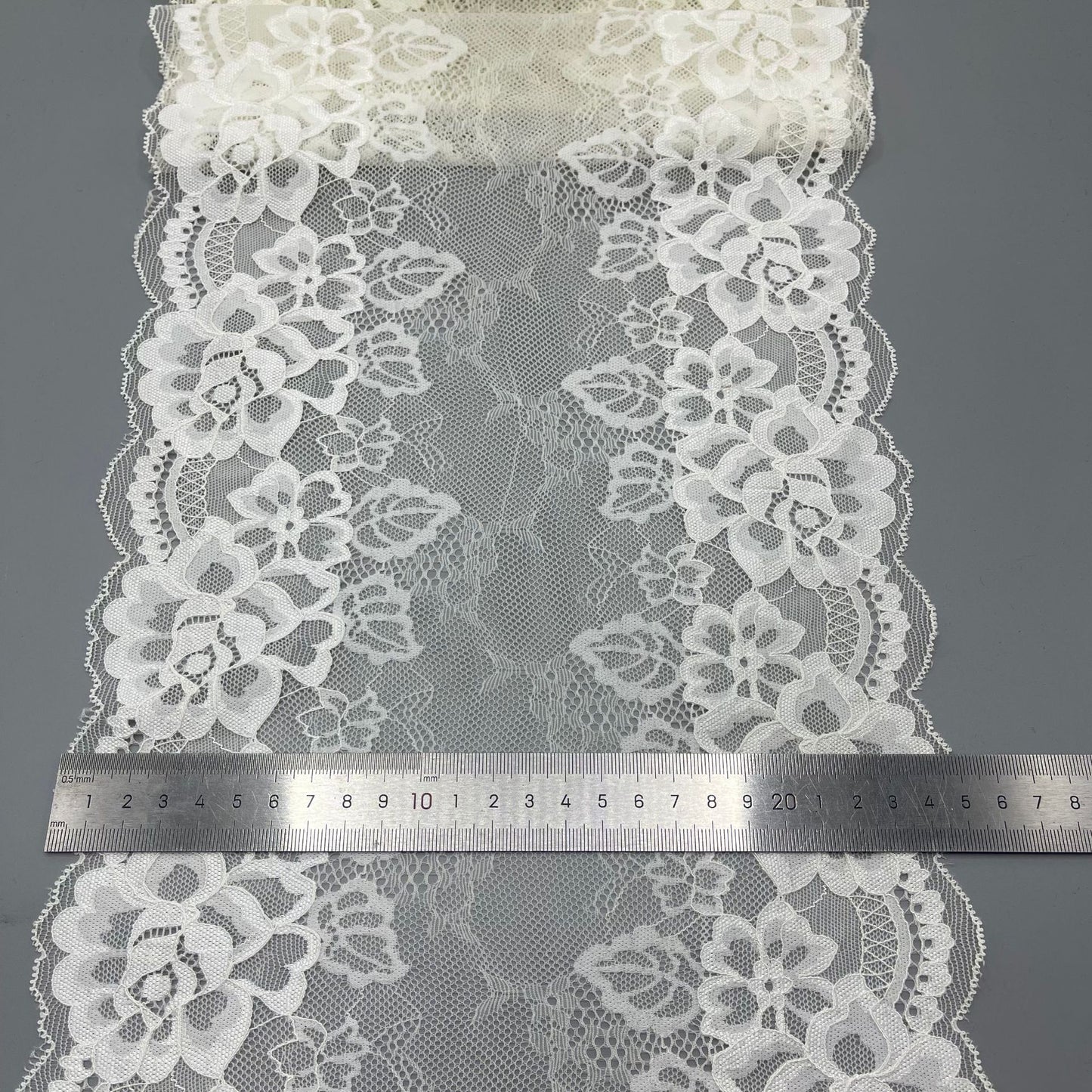 freedombeauty|24CM Wedding Dress Lace Trim White Elastic Nylon Lace DIY Handmade Decoration E-commerce Supply