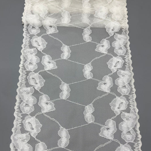 freedombeauty|20CM Lace Trim Large Edge Rose Shape Elastic Lace Dense Design