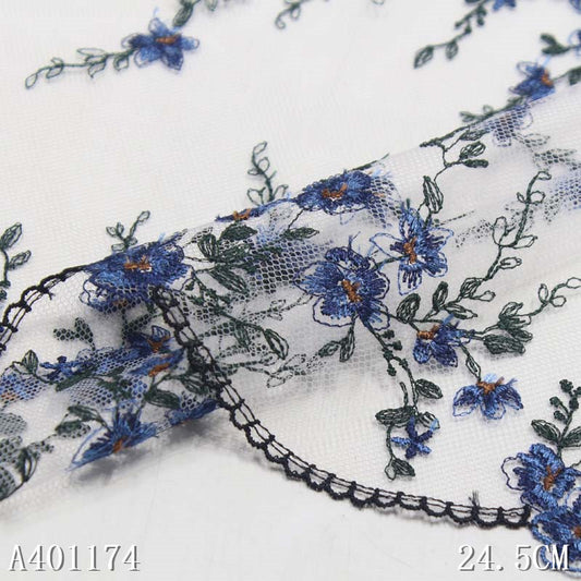 【1pack】-freedombeauty|White Gauze Polyester Thread Small Floral Embroidery Trim Accessories for Curtains, Underwear, Sofa Cushions, Textile Accessories