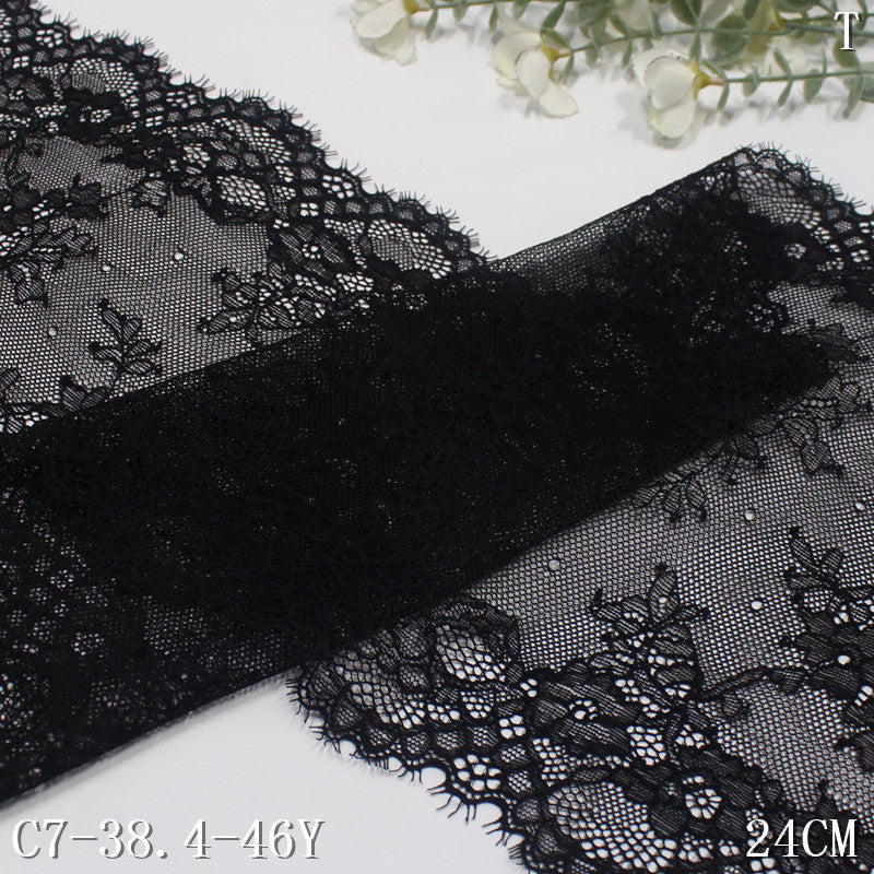 freedombeauty|Two-tone Double Wave Scattered Vintage Flower Lightweight Elastic Eyelash Garment Home Textile Lace Trim DIY