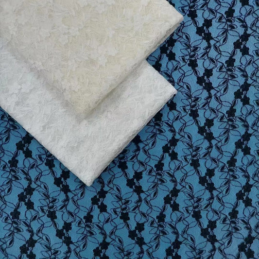 freedombeauty|Plum Blossom Rice Noodles Nylon Stretch Small Flower Thin Lace Fabric Decoration for Lingerie Vest Base Shirt Wedding Dress