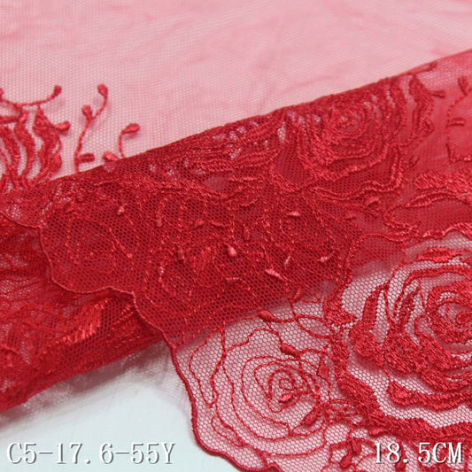 【1pack】-freedombeauty|Three-Color Mesh Polyester Hollow Large Rose Embroidery Trim Accessories Curtain Underwear Decoration Trim