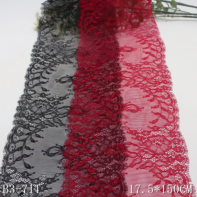 freedombeauty|Black and Red Double-Sided French Retro Floral Lightweight Non-Elastic Eyelash 17cm Clothing Lace Trim DIY