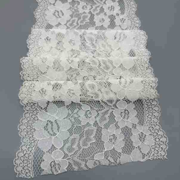 freedombeauty|18cm Stretch Lace Nylon Knitted Edge White Flower Regular Edge Warp Knit Fabric for Women's Clothing 18cm