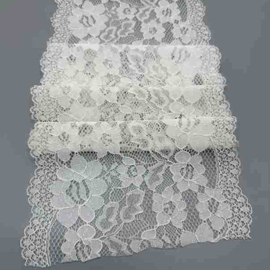 freedombeauty|18cm Stretch Lace Nylon Knitted Edge White Flower Regular Edge Warp Knit Fabric for Women's Clothing 18cm