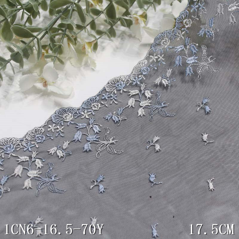 【1pack】-freedombeauty|Black Mesh Single Edge Color Block Small Flower Embroidery Lace DIY Home Textile Curtain Clothing Lace Trim Accessories