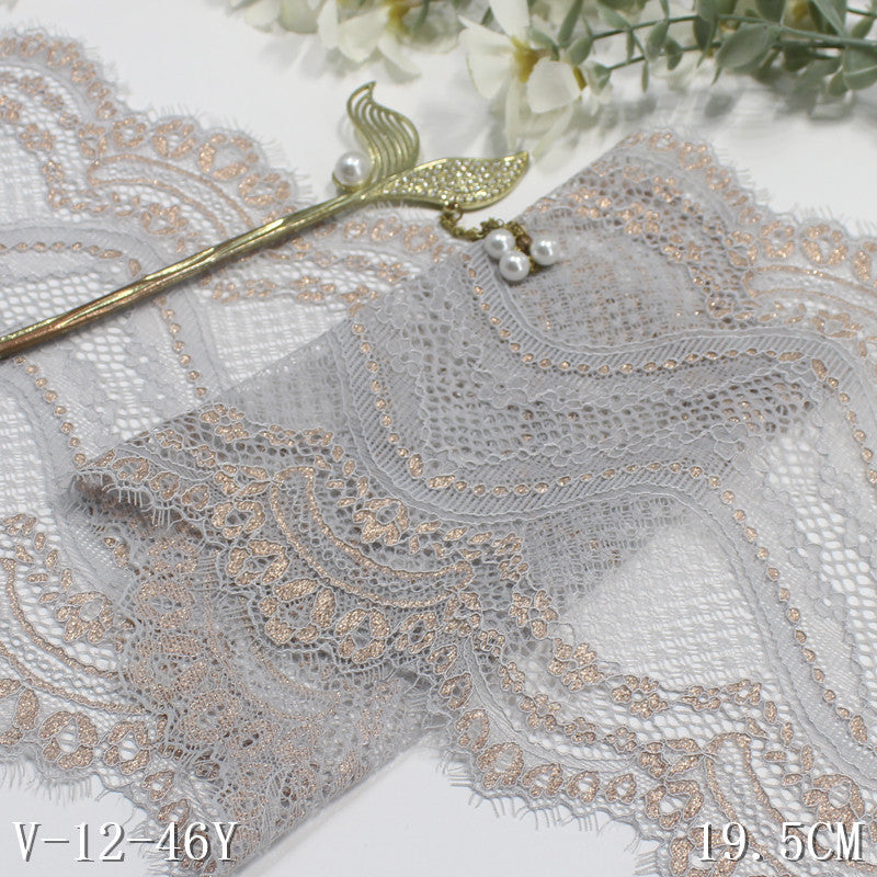 freedombeauty|Two-tone Double-sided Wavy Gold Foil Elastic Eyelash Lace DIY Lingerie Curtain 19cm Lace Trim Accessories