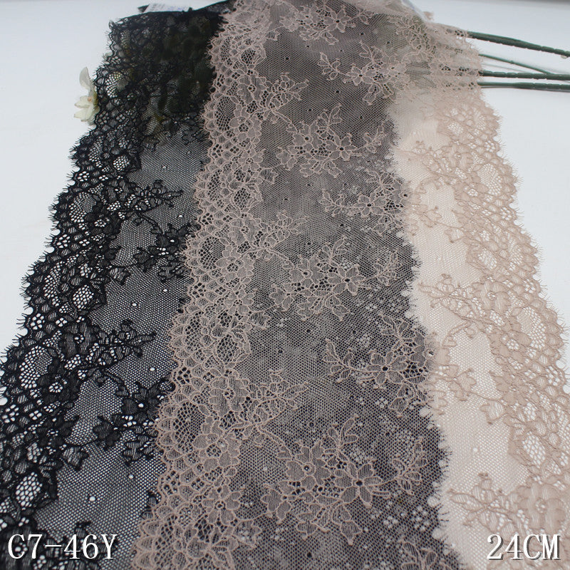 freedombeauty|Two-tone Double Wave Scattered Vintage Flower Lightweight Elastic Eyelash Garment Home Textile Lace Trim DIY