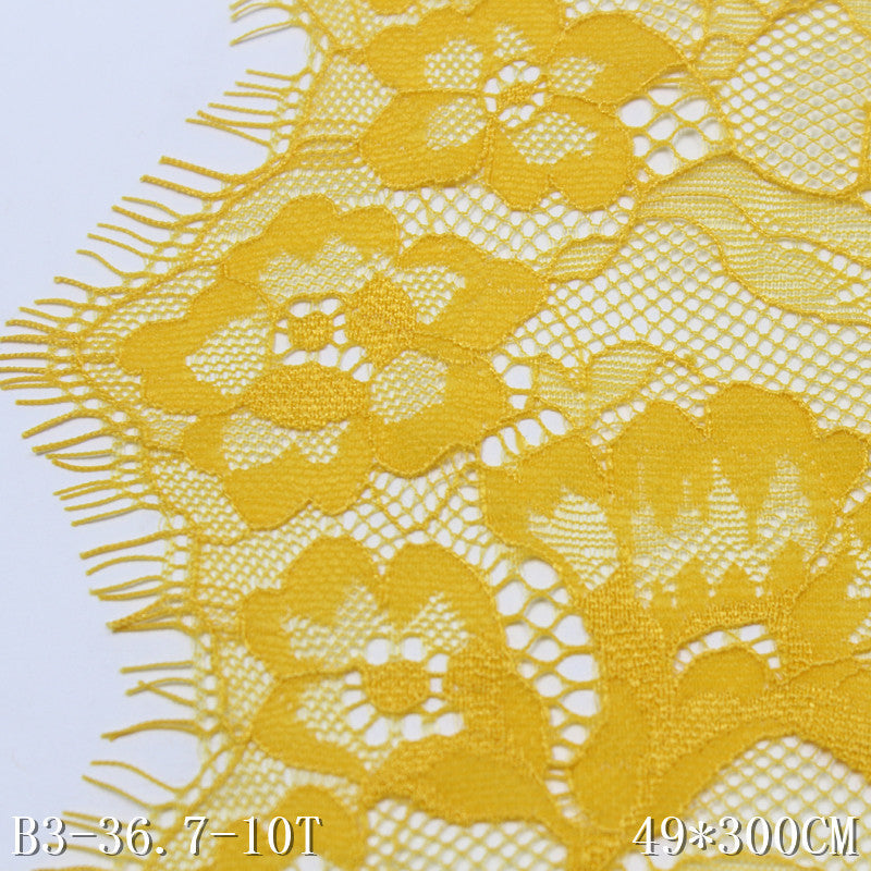 freedombeauty|Yellow Double Wave Retro Flower Soft Non-Elastic Eyelash 49cm Curtain Sofa Cushion Lace Trim Accessories
